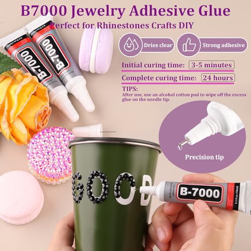 30000Pcs Resin Rhinestones for Bedazzling with Tweezers, Black Rhinestones for Crafting with B7000 Jewelry Glue for DIY Crafts Clothing Tumblers Shoes Fabric Nail Art - color: Black, size: X-Large Pack + 1Pc Glue