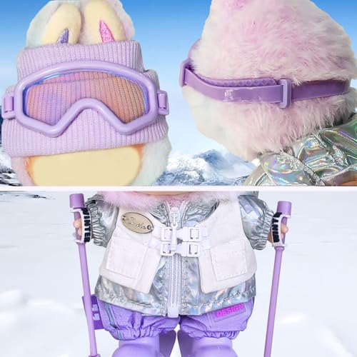 17cm Doll Clothes & Accessories Set for Labubu, Purple Ski Outfits - color: Purple