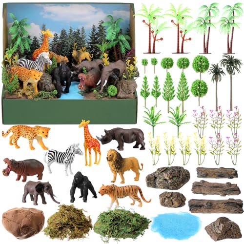 Teyva Daily 48 Pcs Jungle Diorama Kit Habitat Project Box Set - color: Jungle