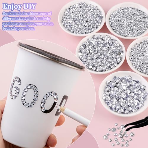 30000Pcs Resin Rhinestones for Bedazzling with Tweezers, Clear Rhinestones for Crafting with B7000 Jewelry Glue for DIY Crafts Clothing Tumblers Shoes Fabric Nail Art - color: Clear, size: X-Large Pack + 1Pc Glue