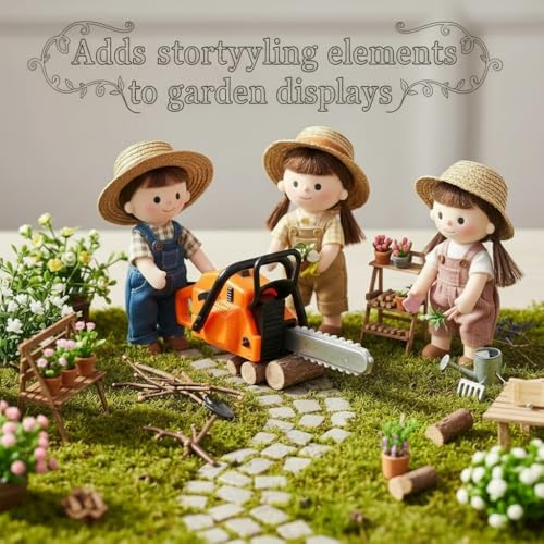 2 Pack Miniature Dollhouse Chainsaw Figurines, Fairy Garden Decor - size: 3.30X1.38X1.30in