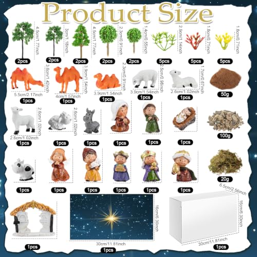 Teyva Daily 48 Pcs Christmas Nativity Scene Set Nativity Scene Diorama Kit - color: Christian