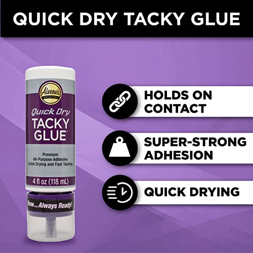 Aleene's Quick Dry Tacky Glue for Crafts in Always Ready Bottle, Nontoxic, Dries Extra Fast and Clear, 4 fl oz - size: 4 FL OZ