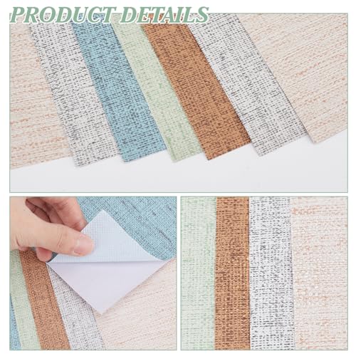 10 Sheets Dollhouse Wallpaper, 5 Colors Self Adhesive Textured Stickers Waterproof Floorboard Sticker Gloss Card Sheet for Model and DIY Decor, 8x11.8 inch