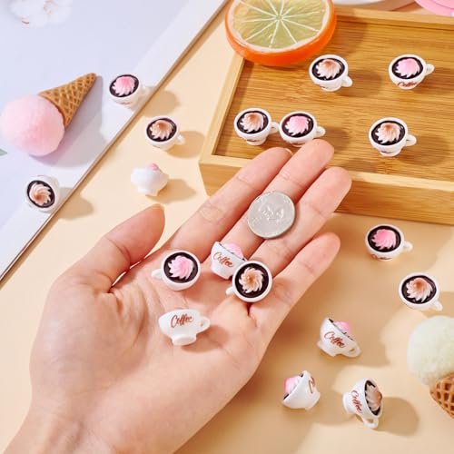 FASHEWELRY 20Pcs Mini Coffee Cups Resin Miniature Ornaments Coffee Mug Model Tea Cup Halloween Dollhouse Miniatures for Keychain Dollhouse Party Decor Ornaments - color: 2 Colors-coffee Cups