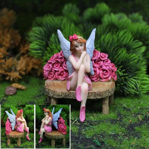 Miniature Garden Fairy Figurines Set, 4 Piece Fairy Garden Accessories with Flower Chair, Cute Fairies Gifts for Outdoor Fairy Garden Decor - style: Fairie Set of 4