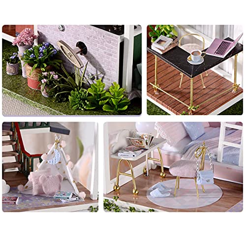 MAGQOO Dollhouse Miniature with Furniture, DIY Wooden Dollhouse Kit Plus Dust Proof, 1:24 Scale Creative Room Idea (Monet Garden) - color: Monet Garden