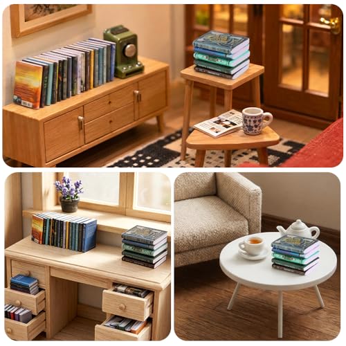 200pcs Mini Books Miniatures Dollhouse Books for Anxiety Bookshelf Library - style: 200pcs Mini Books