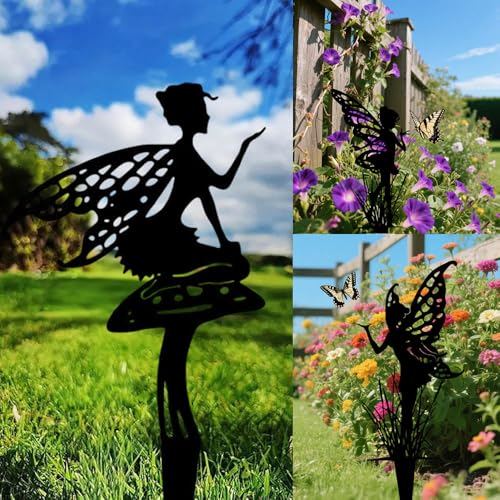 Garden Decoration 3-piece Set, Garden Stakes, Suitable for courtyards, Flower pots, lawns, Flower Bed Decorations, and Gifts - color: A-black04
