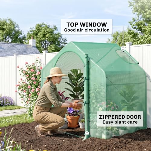 Outsunny 6' x 3' x 5' Portable Walk-in Greenhouse with PE Cover Green