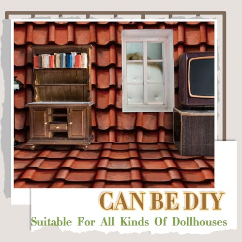 Flutesan 12 Pcs Miniature Dollhouse Wallpaper, Roof Tiles Clay - style: Roof Tiles Clay