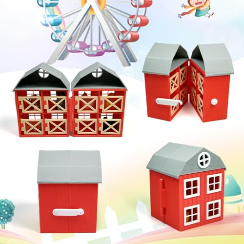17PC 3D Printed Farm Animal Toys with Red Barn & Fence Pen