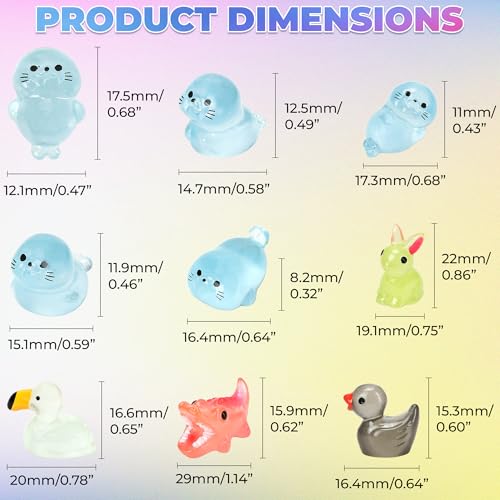 Marsrut 100Pcs Luminous Mini Resin Animals Bulk, 10 Random Styles Glow in the Dark Tiny Figurines Set, Small Little Charms for Fairy Garden, Miniature Dollhouse, Home, Office, Party Favor & DIY Decor