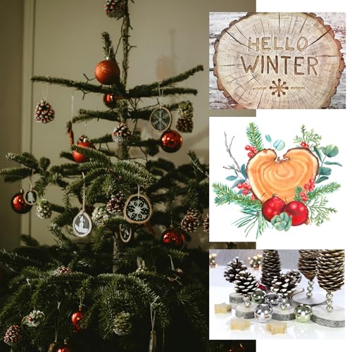 MUXGOA 1"-2.5" Mini Wood Slices,15OZ Natural Unfinished Wood Tree Bark Round Log Discs for Home Hanging Decorations,Arts & Crafts,DIY Christmas Ornaments (Assorted Size)
