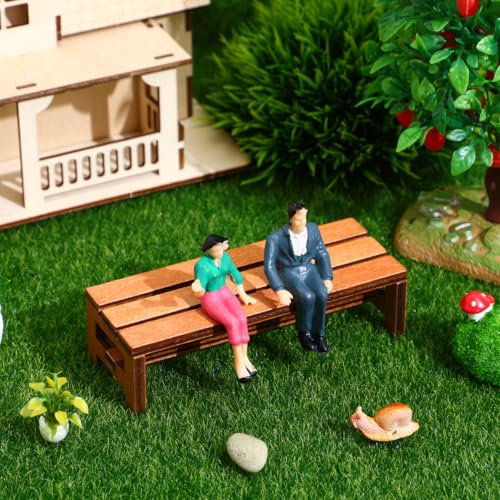Sewroro 3pcs Miniature Wooden Bench Set - Mini Dollhouse Furniture Chair - Bonsai Landscape Accessory, Photography Stool Prop for Fairy Garden and Micro Scenes