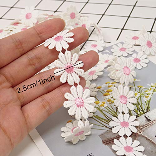 Honbay 5 Yards Decorating Lace Embroidered Trim Ribbons for Sewing or Craft Decoration (Daisy Pink) - color: Daisy pink