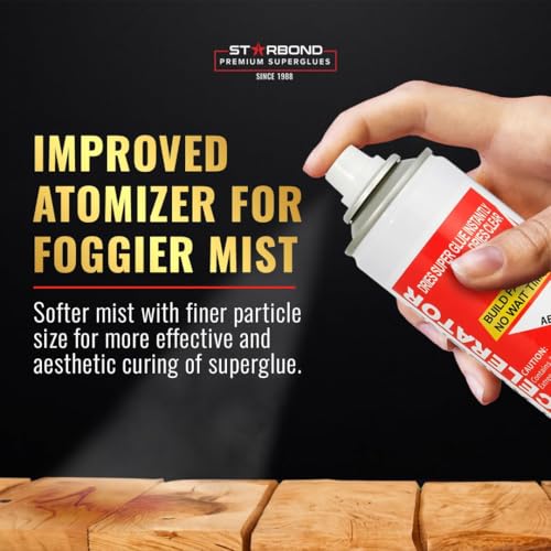 STARBOND 2 oz Black Medium-Thick Premium CA Glue, 6 oz Aerosol Accelerator Bundle, Cyanoacrylate Adhesive Super Glues, for Woodworking, Wood Knots and Voids, Woodturning, Guitar, Hobby - color: Black, size: 2 ounces, 6 ounces