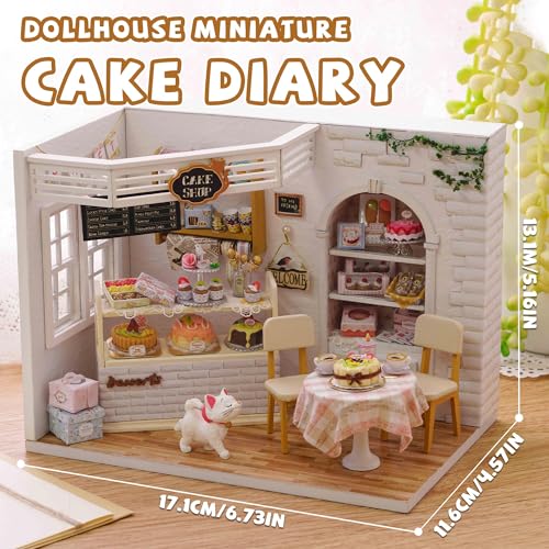 Kisoy Romantic and Cute Dollhouse Miniature DIY House Kit Creative Room Perfect DIY Gift for Friends,Lovers and Families (Cake Diary) - color: Cake Diary