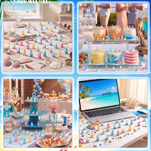 Yaomiao 60 Pcs Mini Summer Ocean Gnomes Figurines Bulk Resin Gnomes Statues - style: Summer Ocean