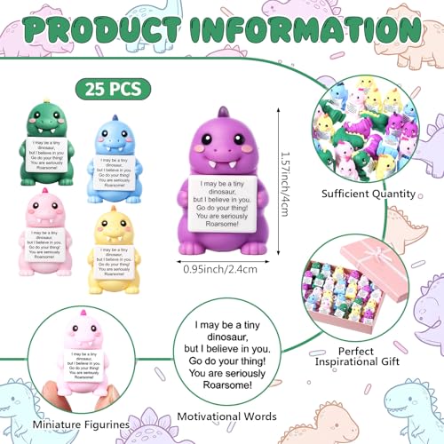 Gejoy 25 Pcs Mini Rubber Dinosaur Toys Positive Mini Dinosaurs Figures - style: Dinosaur