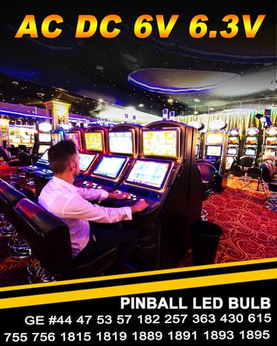 Qasim GE44 47 1893 BA9S Led Bulb Pinball Machine Light AC 6V 6.3V - color: White