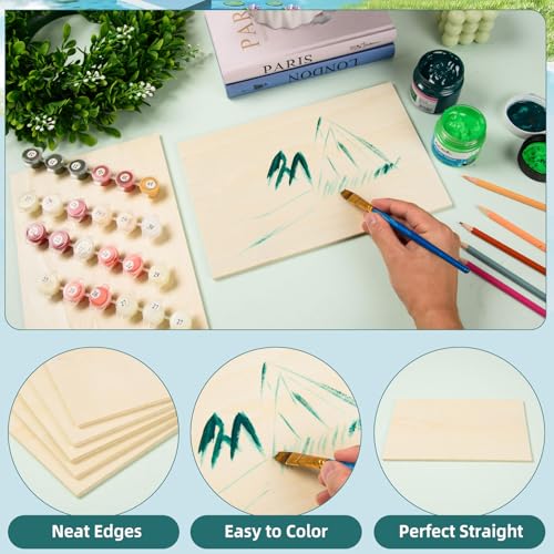 6 Pack 10.7 x 7 x 1/4 Inch-6mm Thick Basswood Sheets for Crafts Unfinished Plywood Sheets Rectangular Wood Panel Boards for DIY Laser Project, Wood Burning, Engraving, Architectural Models, Staining - size: 10.7 x 7 x 1/4 Inch