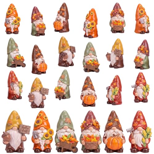 Yaomiao 60 Pcs Mini Fall Harvest Gnomes Figurines Bulk Resin Gnomes Statues - style: Fall Harvest