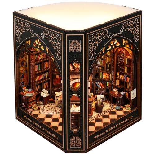 NookMaster Book Nook Kit, 3D Wooden Puzzle for Adults（ (Vintage Library) - color: Vintage Library