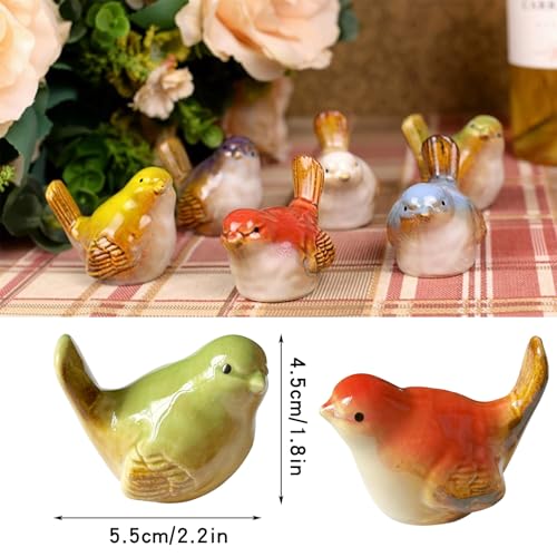 6PCS Ceramic Bird Figurines, Multi-Color, 2.2inch Mini Birds Garden and Home Decor，Statues Decor for Garden Living Room Bedroom Office, Birds Landscape Accessories (01)