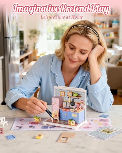 ROBOTIME Super Creator Kits, Miniature Kitchen Kit, DIY Plastic House Building Toy Set, Tiny Kitchen Making Kit Model Craft Hobby Unique Gift (Homely Baking Kitchen) ﻿ - color: Homely Baking Kitchen