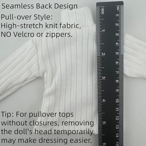 1/3 Scale SD BJD Outfit for 60cm Dolls – Knit High-Neck Top with Pleated Skirt and Leg Warmers Set, Doll Not Included - color: Denim Blue (White Warmers)