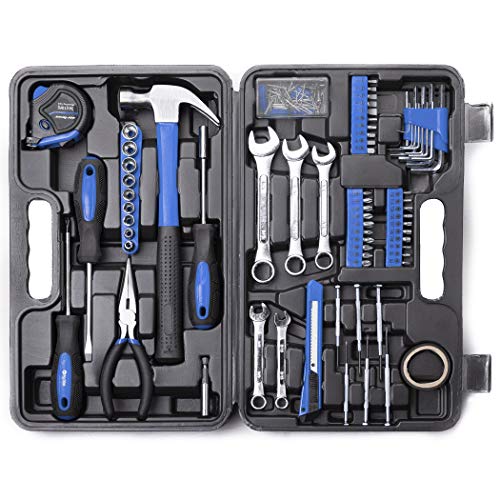 CARTMAN 148-Piece Household Tool Set, Blue Tool Kit with Plastic Toolbox - color: Blue
