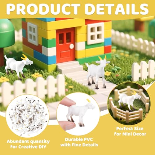 50 Pcs Miniature Goat Figurines Animal Figurines Set Plastic Realistic Mini Resin Lamb for Micro Landscape Fairy Garden Decor DIY Props - color: Goat