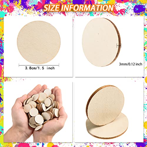 300 Pieces 1.5 Inch Unfinished Round Wood Slices Round Wooden Discs Wood Circles for Crafts Wood Blanks Rounds Cutouts Ornaments Slices for DIY Art Crafts Christmas Decorations - size: 1.5 Inch