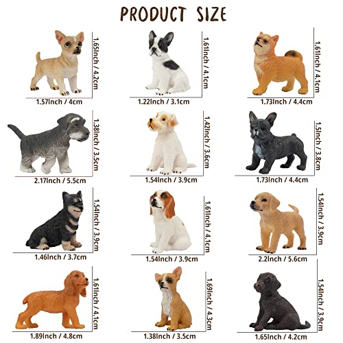 Toymany 12PCS Mini Dog Figurines – Realistic Hand-Painted Plastic Puppy Figures, Lifelike Animal Toy Set for Kids, Perfect Cake Toppers & Birthday for Boys Girls 3+ - style: A-Dogs