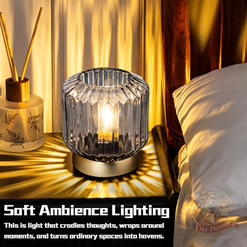 MJ PREMIER Battery Operated Lamp, Small Cordless Lamp with Timer Grey - color: Gray