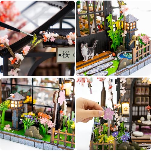 Japanese Sakura Miniature House Kit, DIY Miniature Dollhouse Kits for Adult