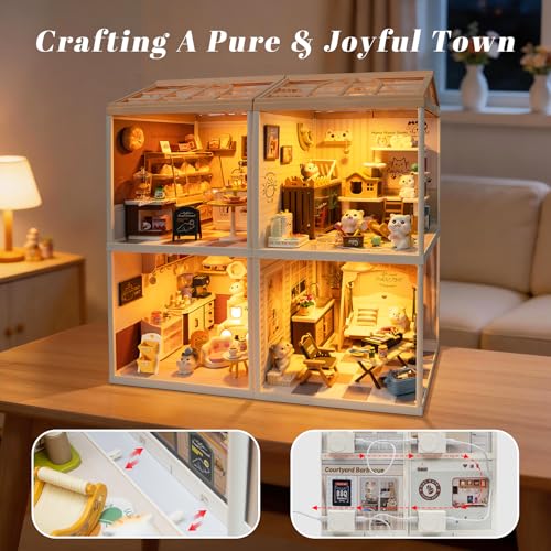 Bread Shop Miniature House Kit with LED Light, 87 Pcs DIY Mini Dollhouse with Roof & Dust Covers for Mini Figures Tiny House Toy for Adults - color: Bread Shop