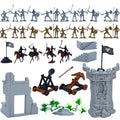 ONEST 42 Pieces Mini Medieval Knights Soldier Army Figures Horses and Soldiers Figurines Cupcake Topper Party Table Decorations - style: 42 Pieces