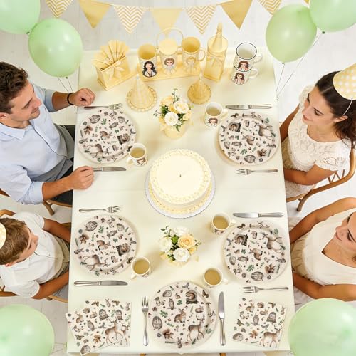 100Pcs Woodland Theme Party Forest Animal Decorations, Serves 50 - style: Retro Animals Plate