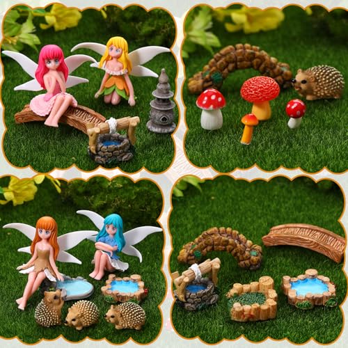 28Pcs Fairy Garden Accessories, Miniature Garden Ornaments - color: Red+brown