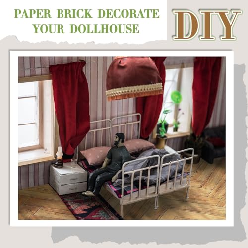 Flutesan 12 Pcs Miniature Dollhouse Wallpaper, Twill - style: Twill