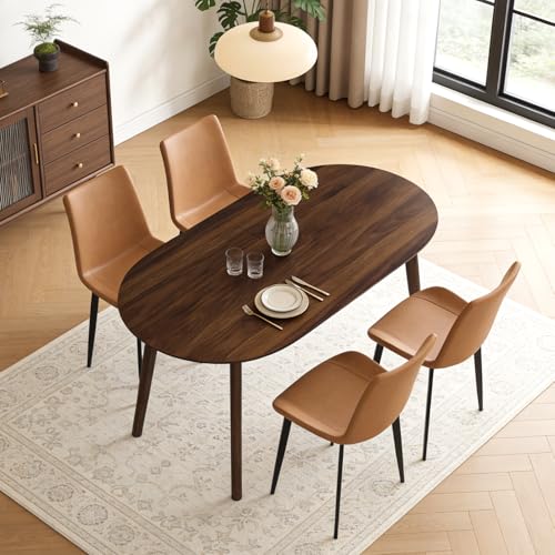 63" Oval Dining Room Table for 4-6 - color: Walnut Table