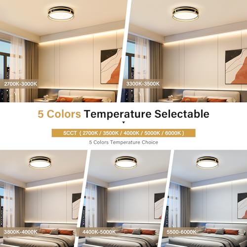 Modern Flush Mount Ceiling Light, Black Gold Dimmable Ceiling Light Fixture - color: Black and Gold, size: 12.6in
