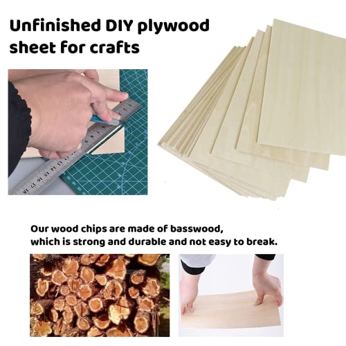 MUXGOA 20 Pack Basswood Sheets, Thin Wood Sheets for Craft, Laser, Wood Burning, Wooden DIY Ornaments, Can be Cut & Painted to Desired Shape(150x100x2mm)