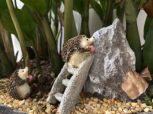 MUAMAX Miniatures Hedgehog Figurines Spring Hedgehog Decorations Spring Figurines Hedgehog Gifts,Mini Hedgehog Animals Micro Landscape Bonsai Craft Decor Miniature Garden Ornaments