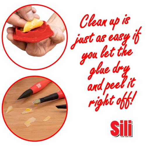 Sili Glue Brush Kit with Micro Wood Glue Applicator Brushes & Storage Pod
