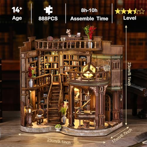 DIY Book Nook Kit for Adults, Miniature House Kit, Dream Bookstore