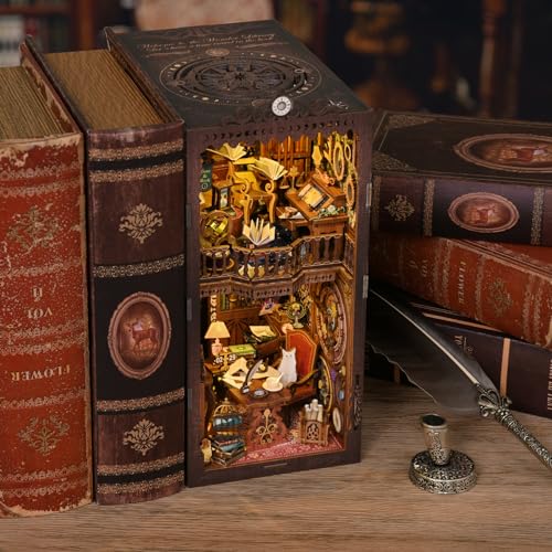 TOYQI Book Nook Kit, DIY Miniature Dollhouse Kit for Adults and Teens - color: Wonder Libraty