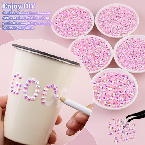 30000Pcs Resin Rhinestones for Bedazzling with Tweezers, Light Pink AB Rhinestones for Crafting with B7000 Jewelry Glue for DIY Crafts Clothing Tumblers Shoes Fabric Nail Art - color: Light Pink AB, size: X-Large Pack + 1Pc Glue
